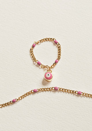 Bague avec charm confettis roses