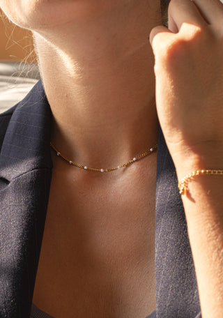Collier Chaine Confettis Blancs
