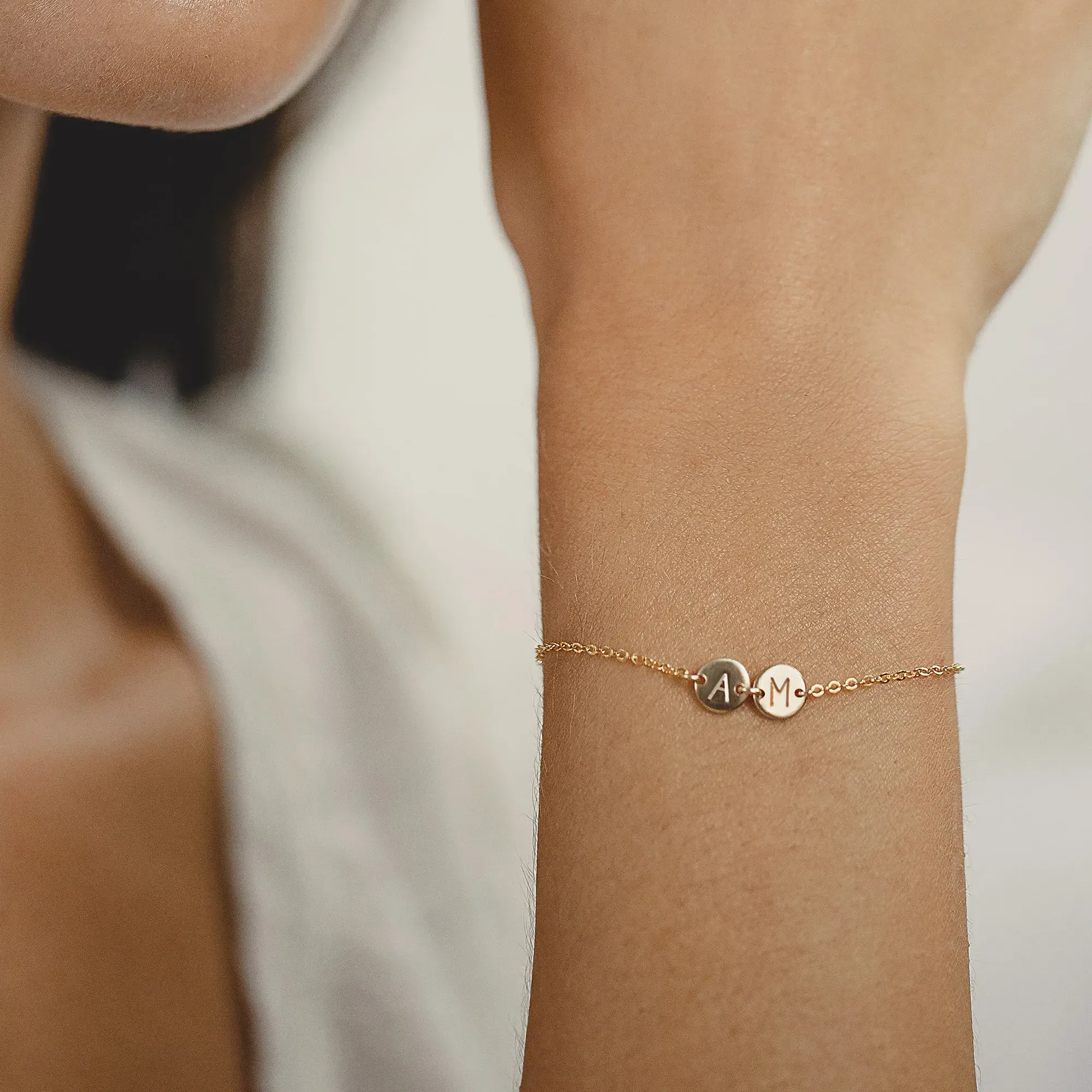 Dainty Initial Bracelet 14K Gold - 4 Letters | LeMel – LeMel